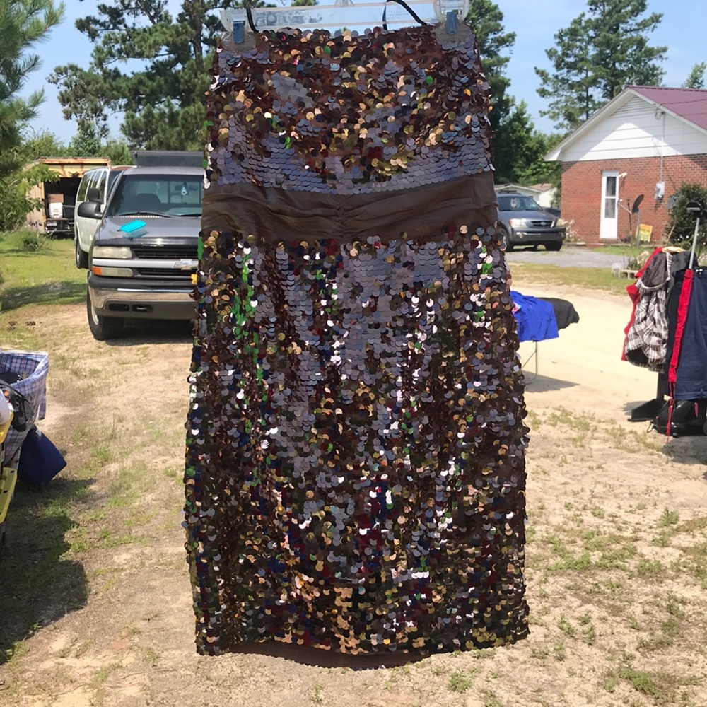 Sequins Strapless Plus Size Dress